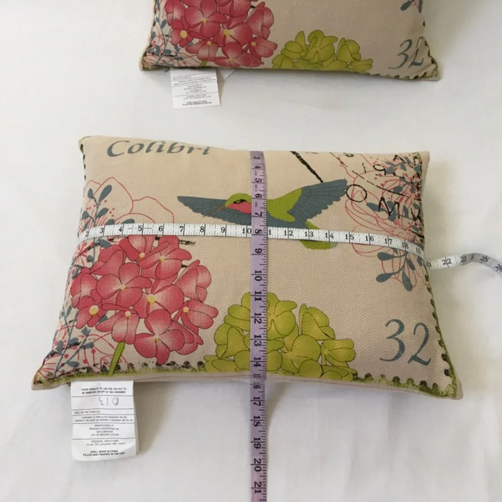 PAIR Colibri Bird Floral Accent Lumbar Throw Pillows (#2)